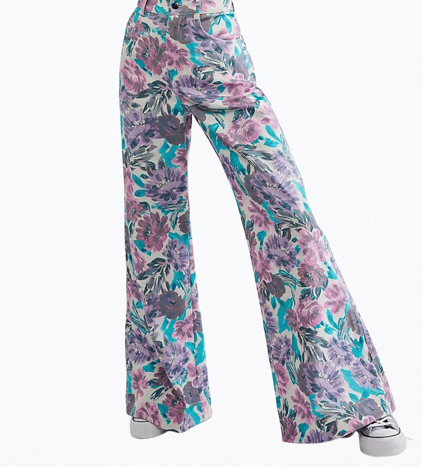 TAMARA WIDE LEG PANT IN PURPLE, Purple / Light Blue, hi-res image number 0