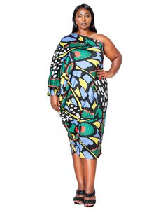 CHARM ASYMMETRICAL MIDI DRESS