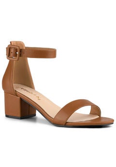 Open Toe Low Block Heel Ankle Strap Sandals