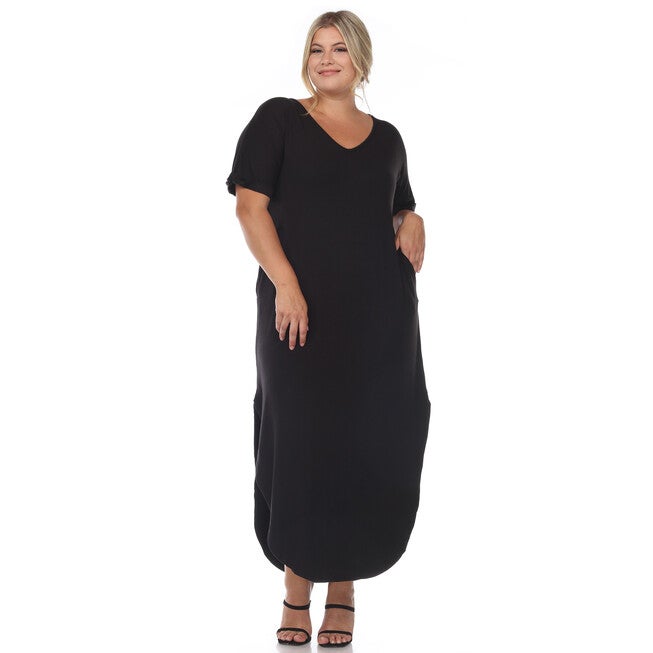 Short Sleeve V-neck Maxi Dress, , alternate image number 7
