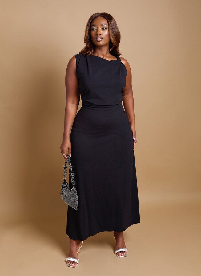 DELILAH KNOTTED A LINE MAXI DRESS, Black / Black, hi-res image number 0