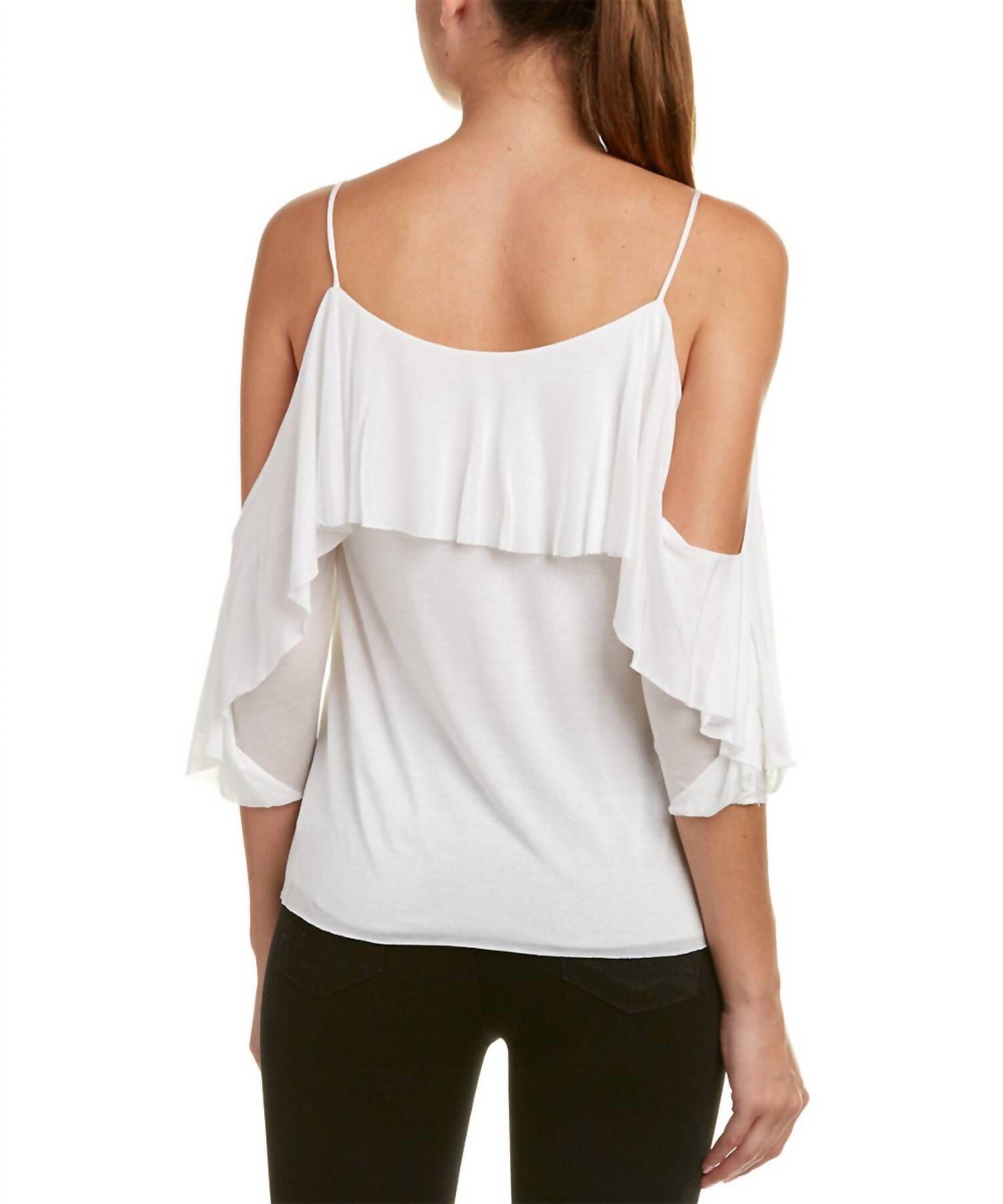 WOMEN COLD SHOULDER SPAGHETTI STRAP LAYERED TOP IN WHITE, , alternate image number 5