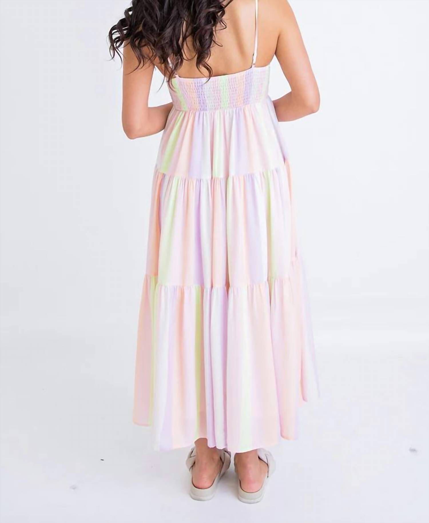 LOLA PASTEL TIERED MAXI DRESS IN MULTI COLOR, , alternate image number 3