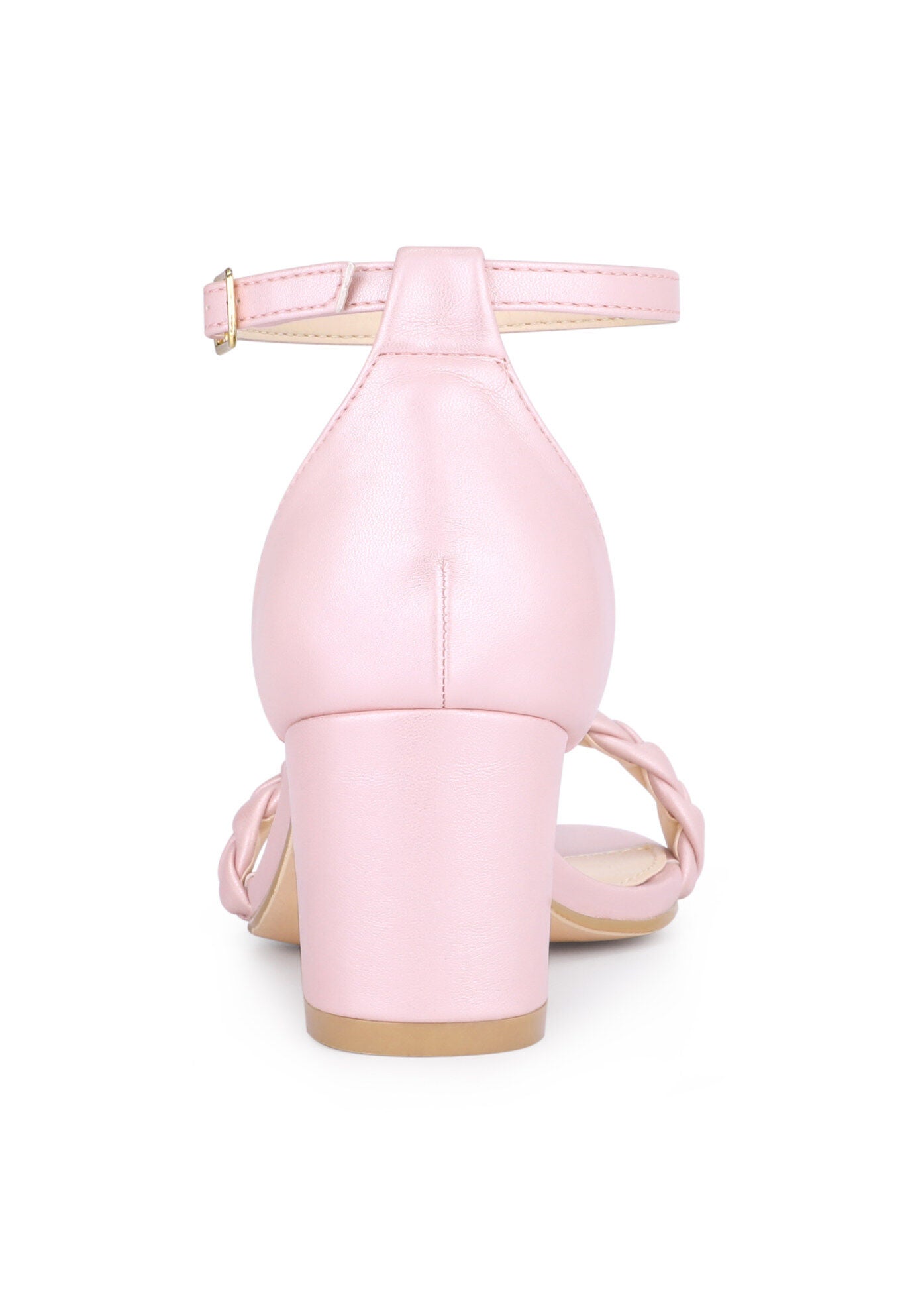 Chunky Heels Ankle Strap Braided Heel Sandals, Bling Pink / Pink, alternate image number 2