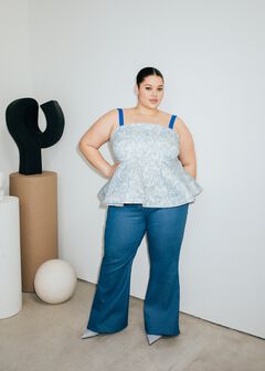 Twill Printed Peplum Top