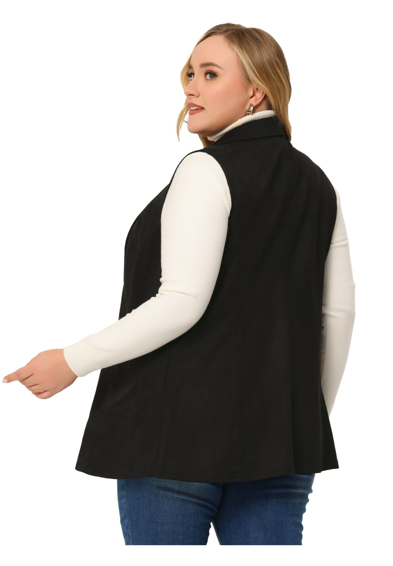 Lapel Suede Utility Vest, Black / Black, alternate image number 3