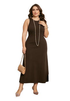 Crewneck Sleeveless Knit Casual Sweater Tank Dress