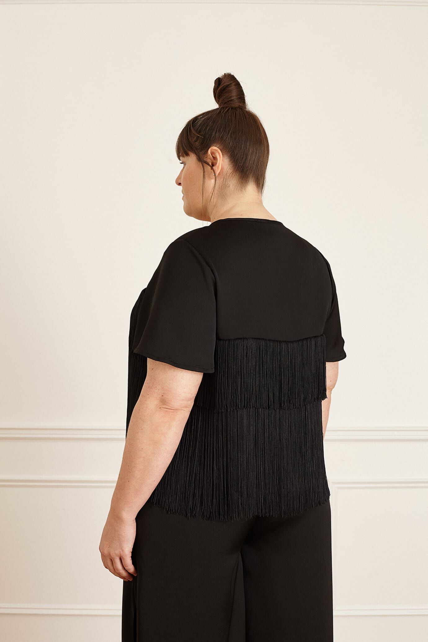 Black Fringe Top, Black / Black, alternate image number 1