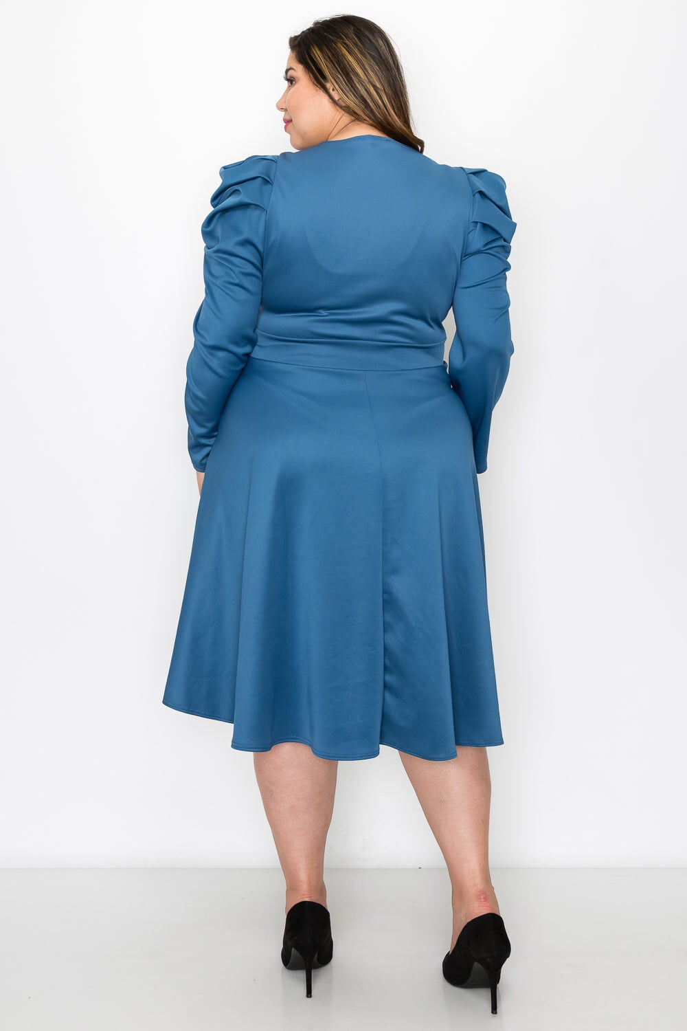 KIM FLARE DRESS, Indigo / Azure Blue, alternate image number 3