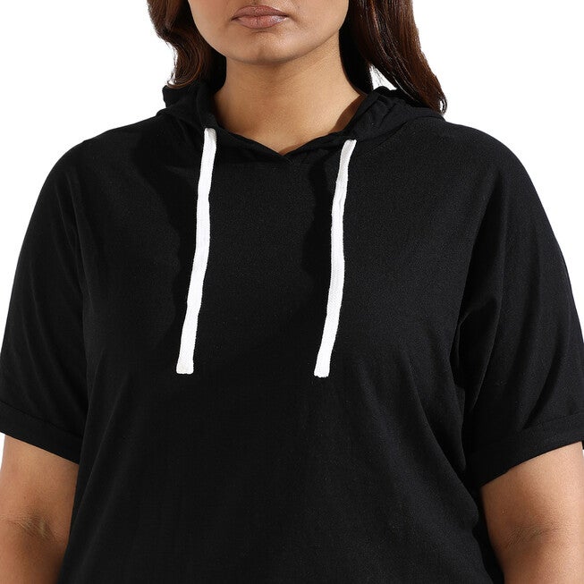 Black Crop Sweatshirt, Black / Black, alternate image number 1
