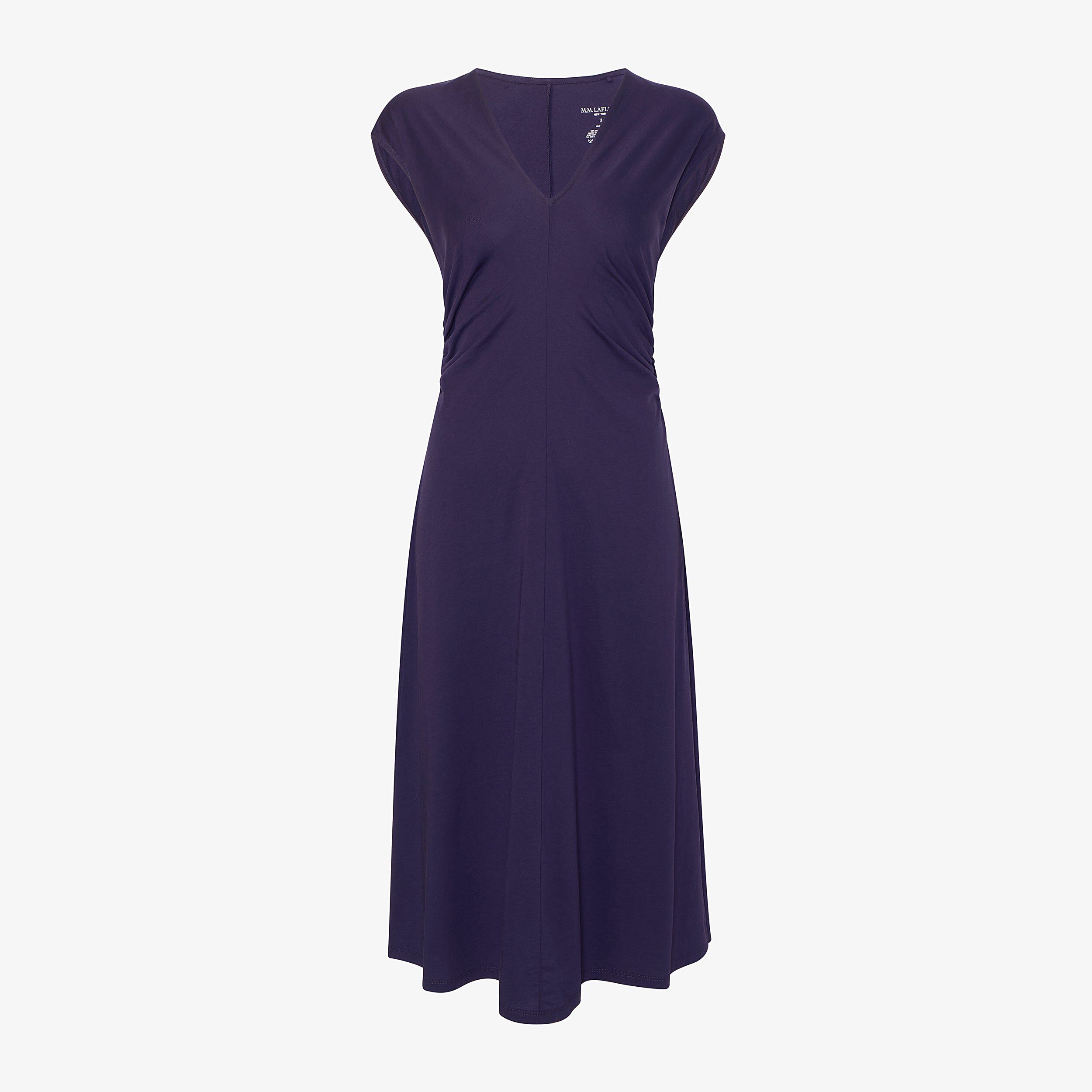 Marina Ruched Dress - Organic Jersey Pima Cotton, Deep Iris / Purple, alternate image number 4