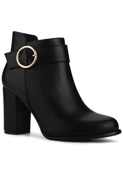 Round Toe Circle Buckle Chunky Heels Ankle Boots