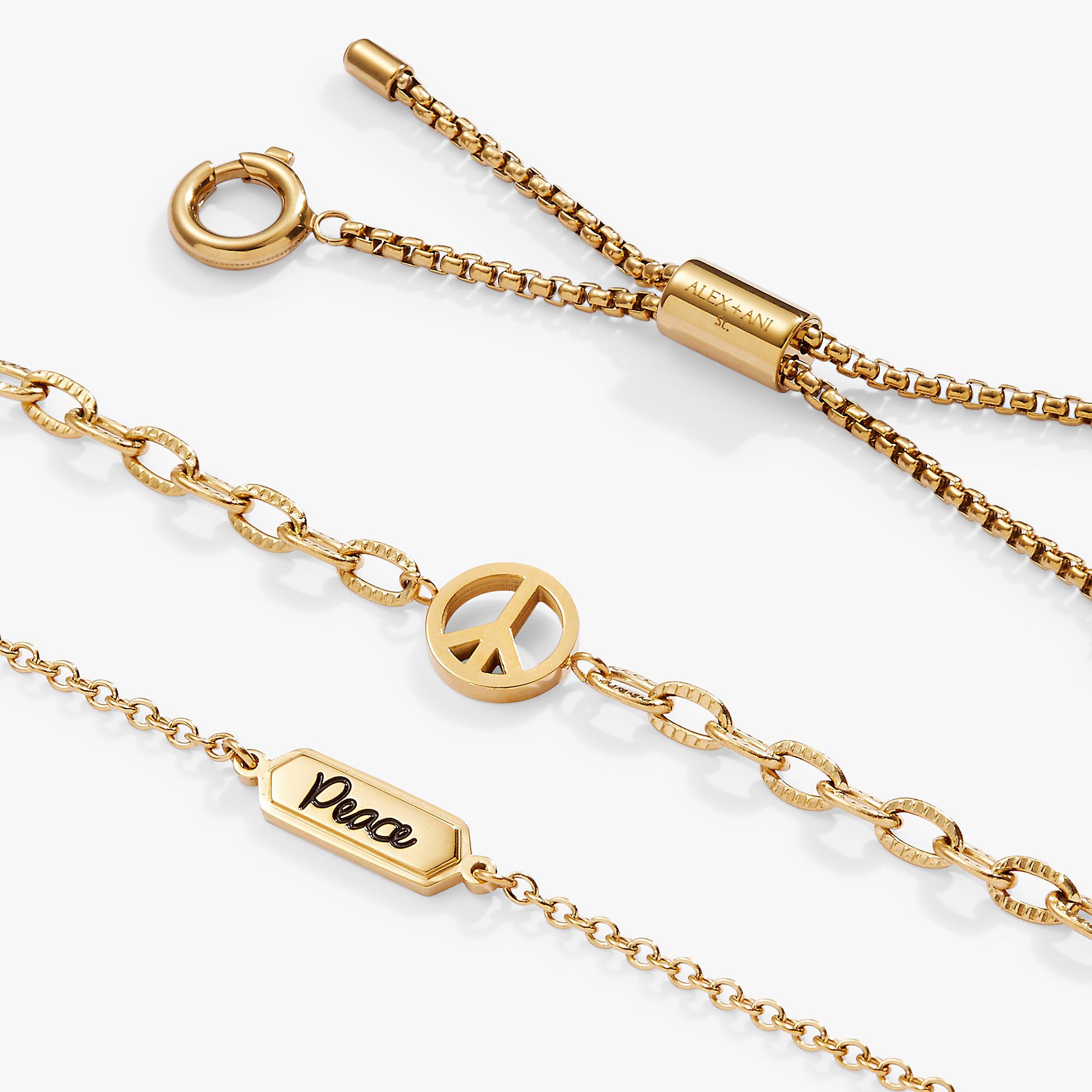 Peace Stranded Bracelet Set, Gold / Gold, alternate image number 1