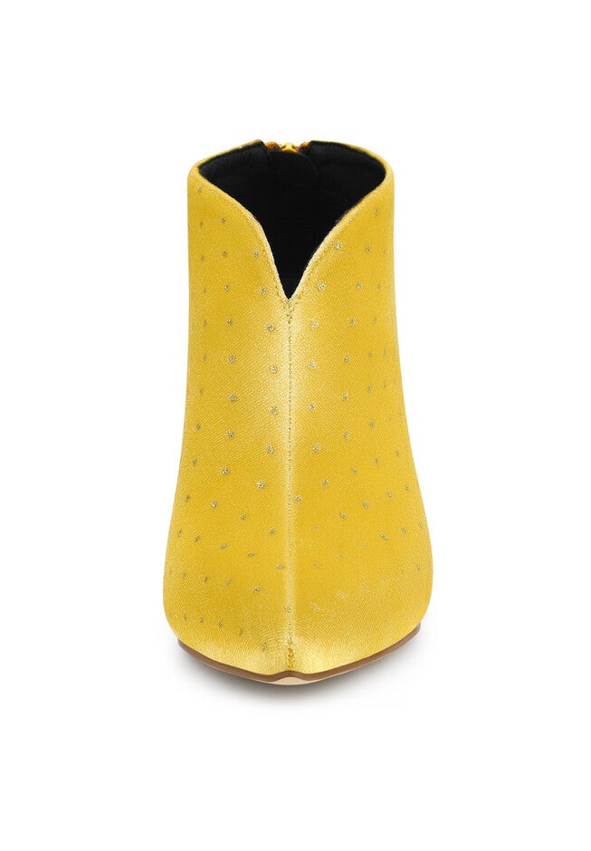 V SHAPED CUTOUT POINTED TOE BOOTIES, Yellow / Yellow, alternate image number 2