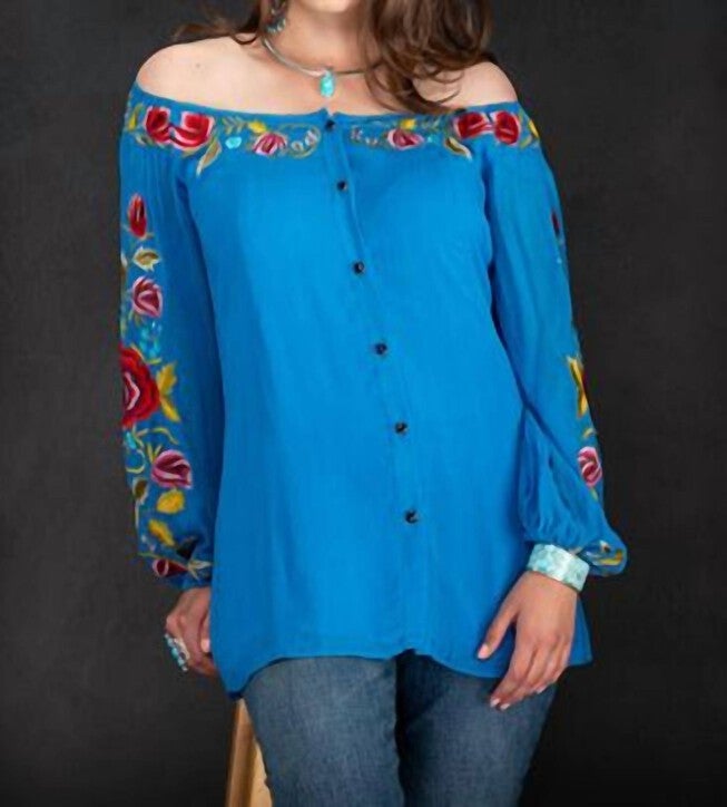 WOMEN'S MATILDA TUNIC IN DARK TEAL, Dark Teal / Cobalt, alternate image number null
