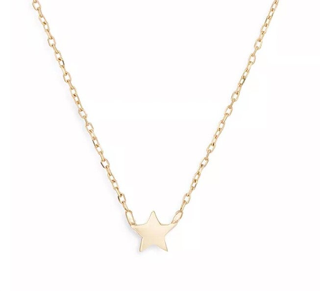 SUPER TINY PUFFY STAR NECKLACE IN GOLD, Gold / Gold, hi-res image number null