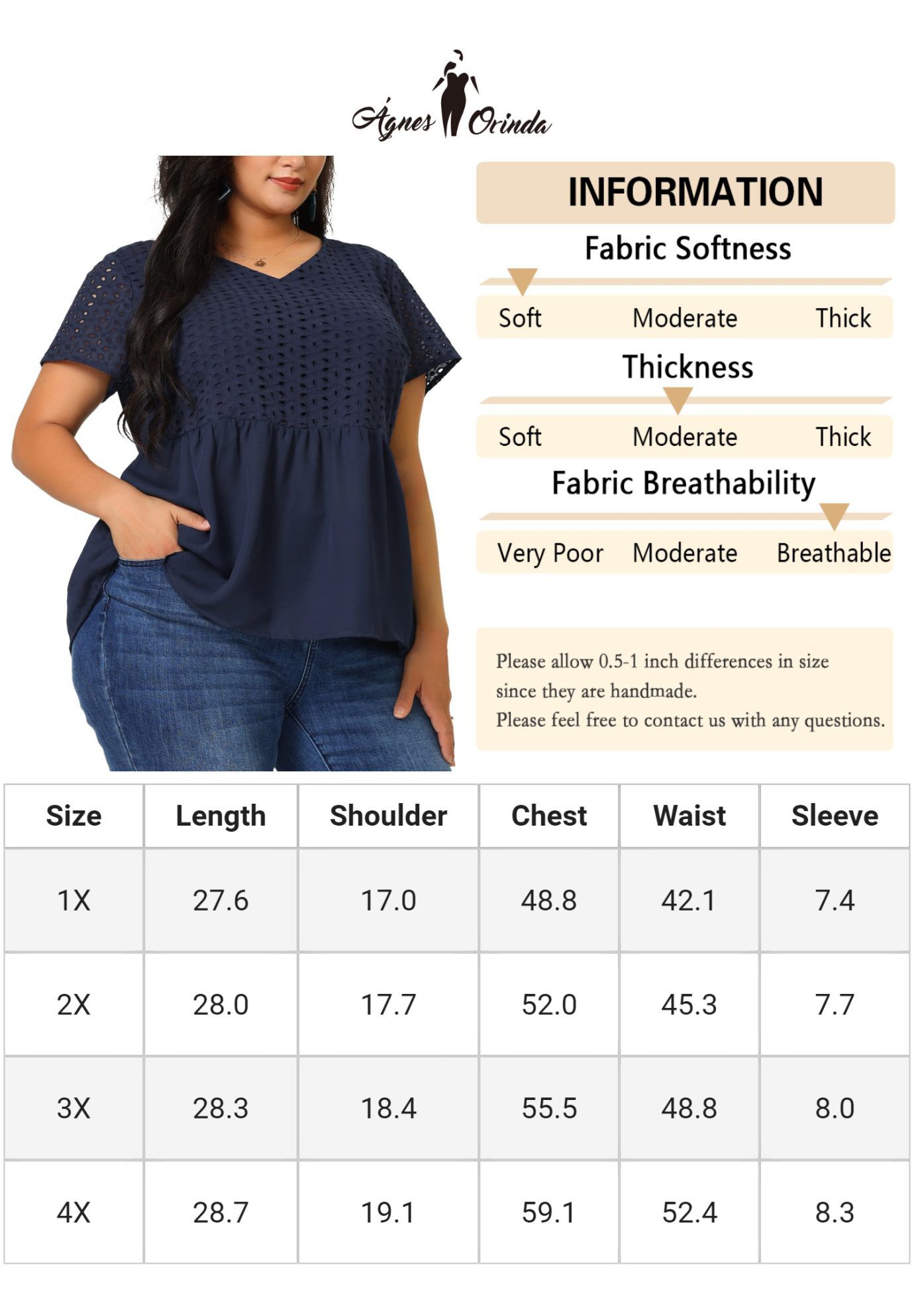 PEPLUM BLOUSE SUMMER SHORT SLEEVES V NECK BABYDOLL TOP, Dark Blue / Navy, alternate image number 4