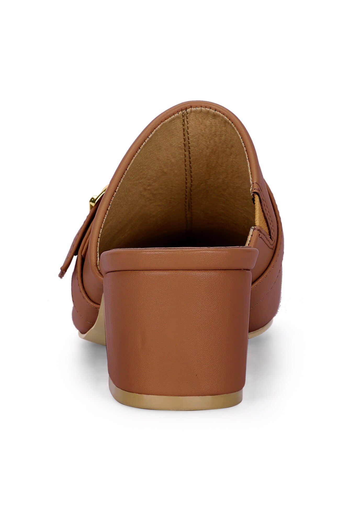 Pointed Toe Slip On Block Heel Sandals Mules, Brown / Brown, alternate image number 2