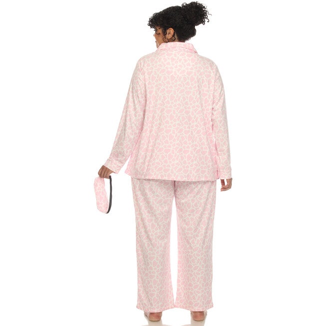 3 Piece Giraffe Print Pajama Set, Pink Giraffe / Pink, alternate image number 2
