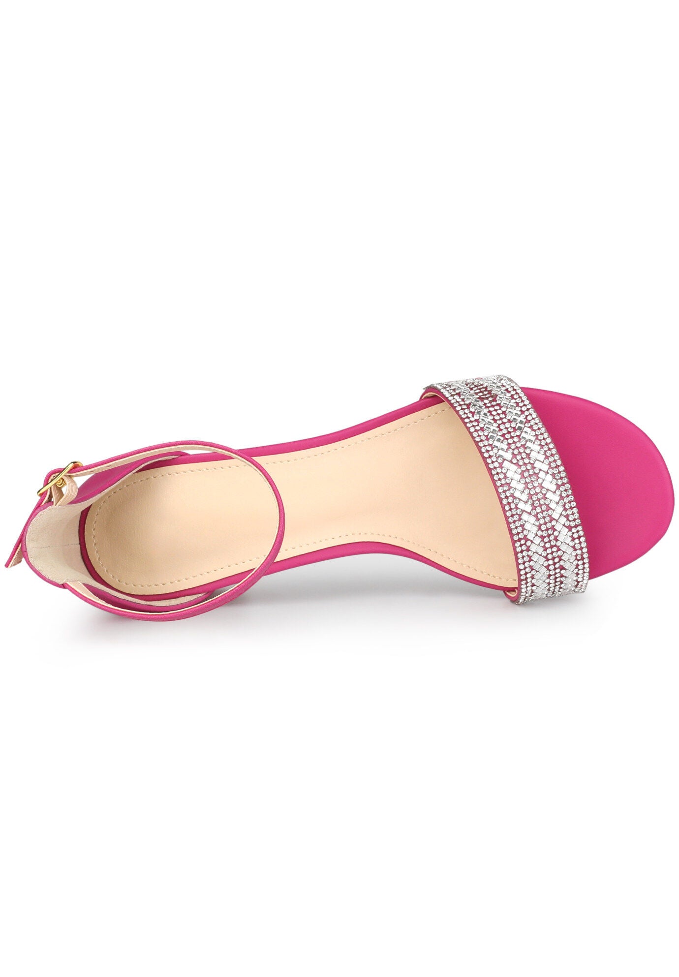 Rhinestone Sparkly Chunky Heels Sandals, Hot Pink / Deep Fuchsia, alternate image number 3