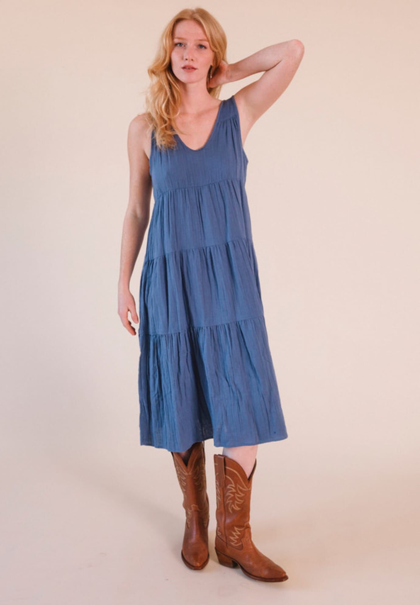 Plus Teresa Tiered Tank Dress, Ocean / Light Blue, hi-res image number 0