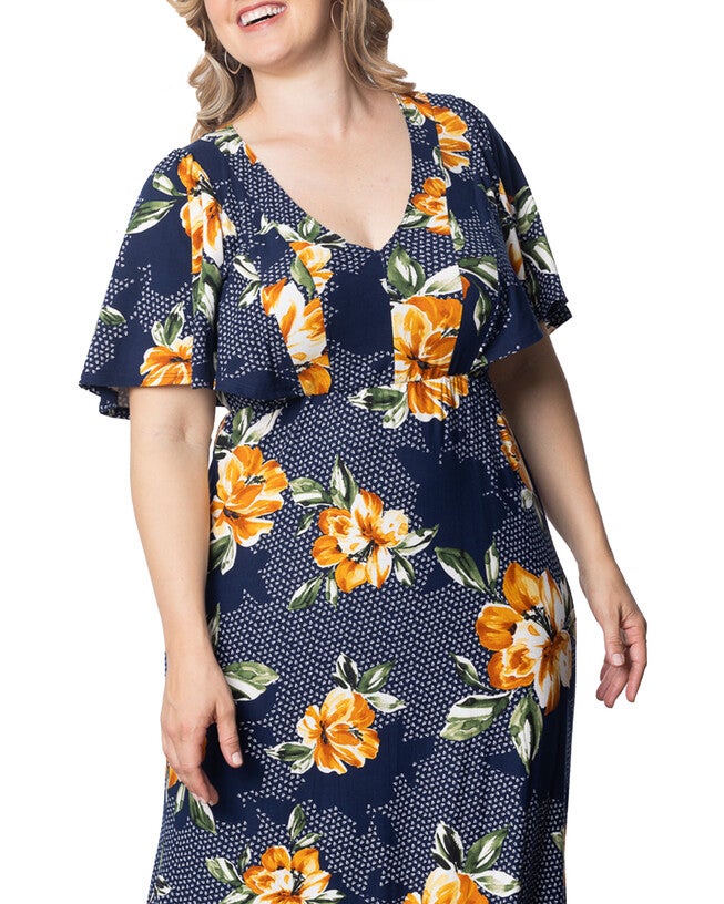 Madrid Maxi Dress, AMBER BLOSSOMS / Navy, alternate image number 1