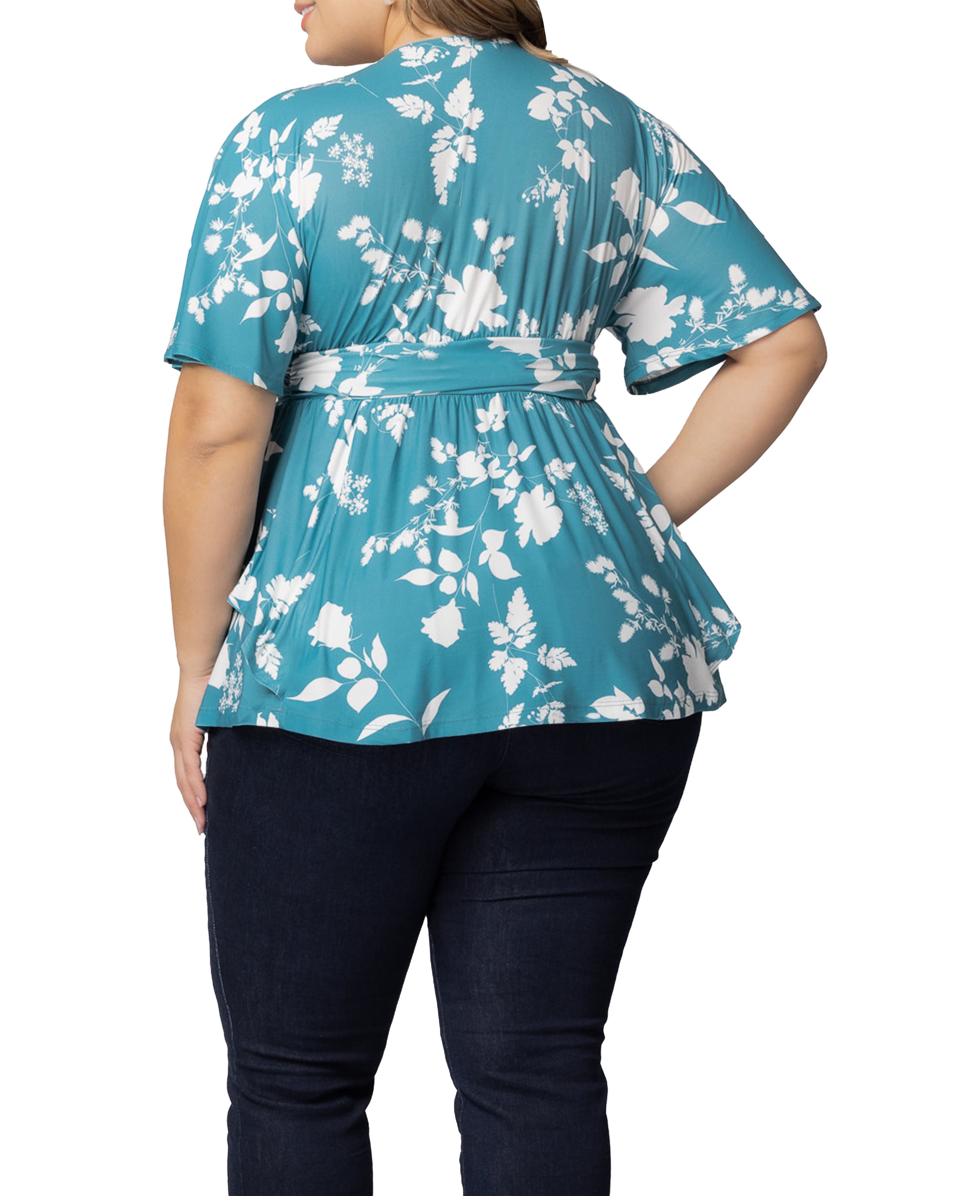 Encore Print Top, AQUA BLOOMS / Turquoise, alternate image number 1