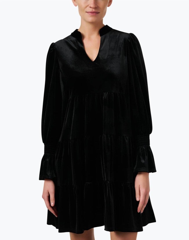 TAMMI VELVET DRESS IN BLACK, Black / Black, hi-res image number null