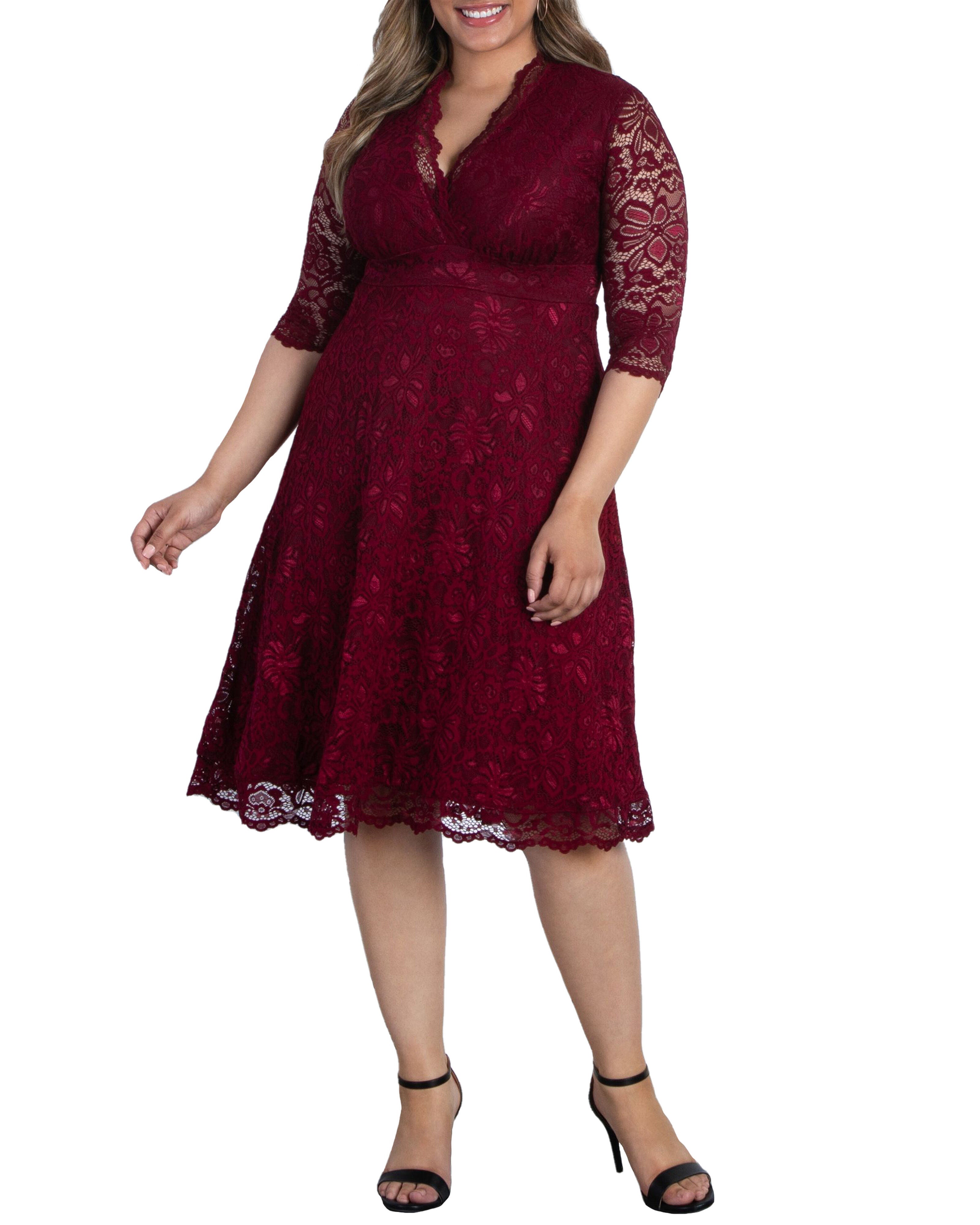 Mademoiselle Lace Cocktail Dress, PINOT NOIR / Burgundy, alternate image number 3