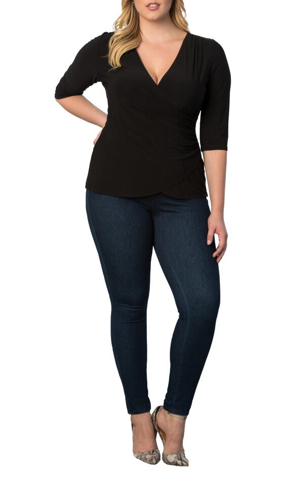 Femme Fatale Faux Wrap Top, BLACK NOIR / Black, alternate image number 3