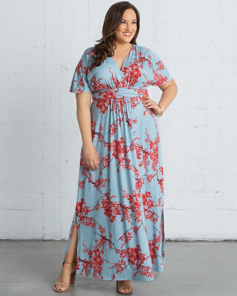 Vienna Maxi Dress, CHERRY BLOSSOM PRINT / Azure Blue, alternate image number 1