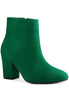 Round Toe Chunky High Heels Ankle Boots for Women