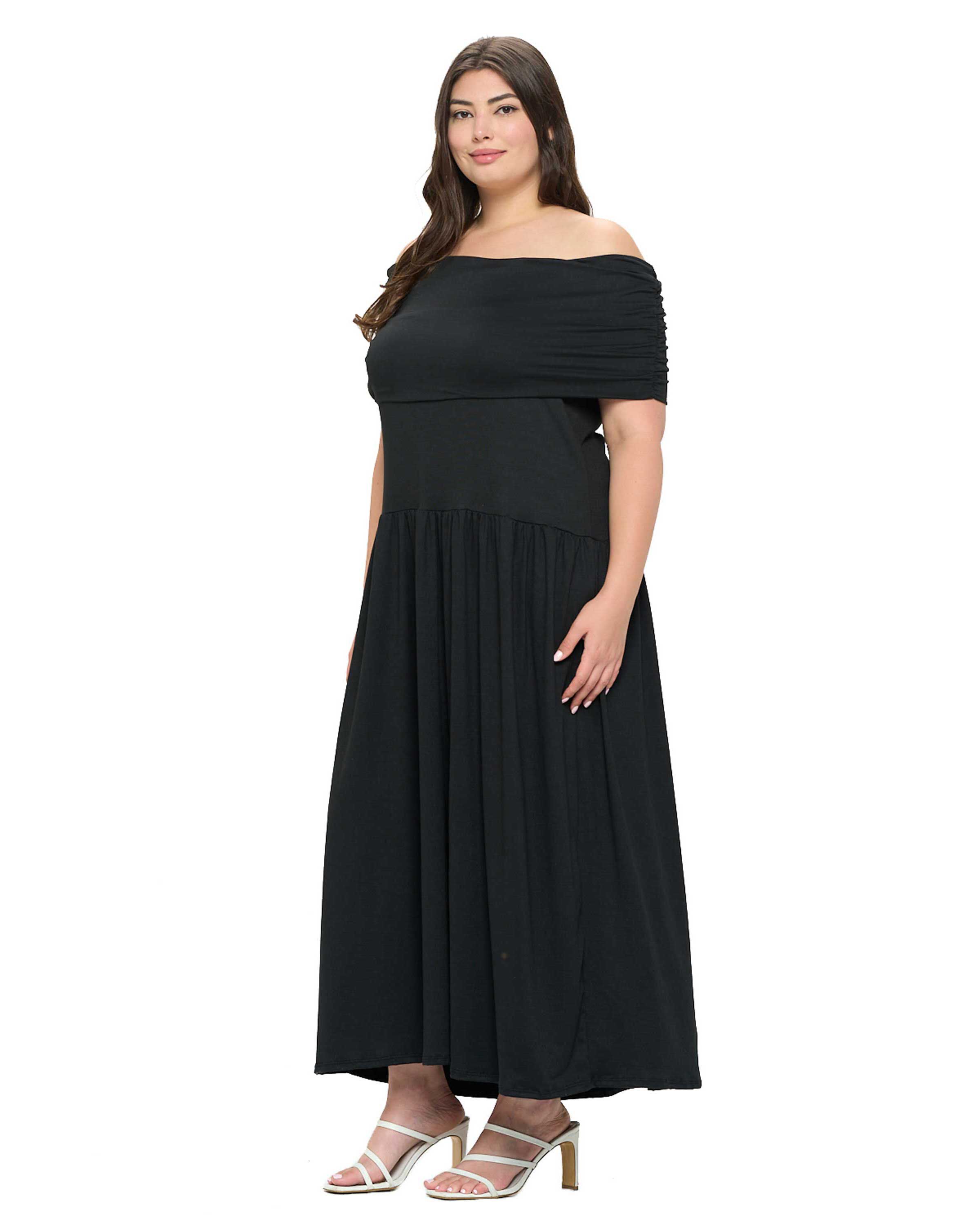 HAYEK OFF SHOULDER MAXI DRESS, Black / Black, alternate image number 1