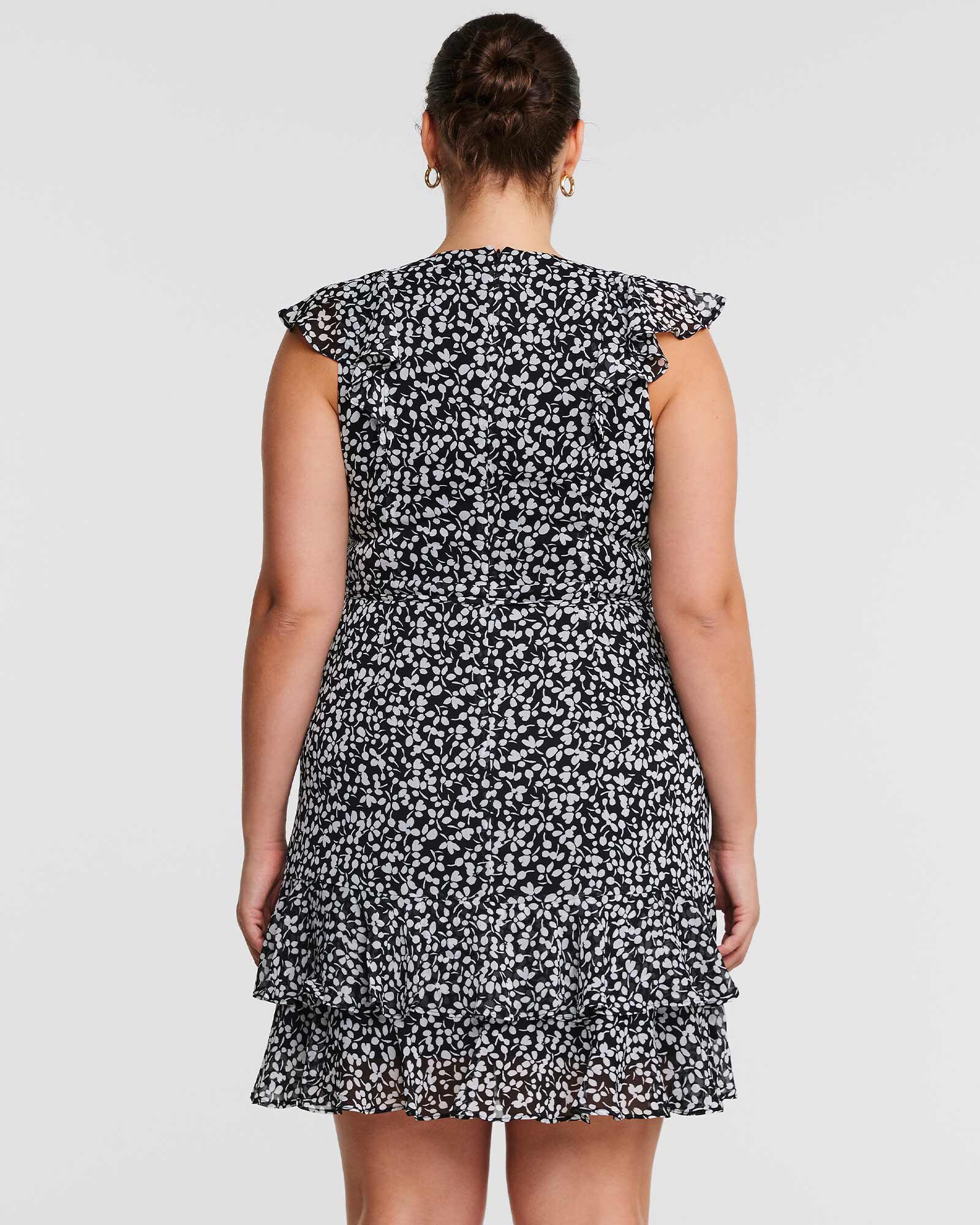 Olivia Black and White Ruffle Mini Dress, , alternate image number 8
