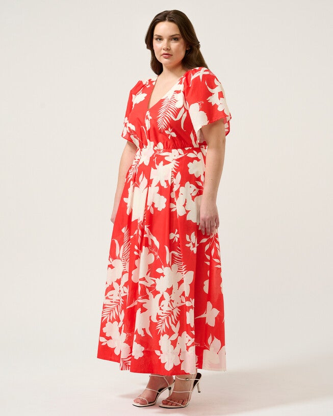 Solstice Dress, Poppy RedCream / Red, alternate image number 4