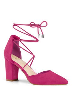 Pointed Toe Chunky Heels Lace Up Sandals Pumps