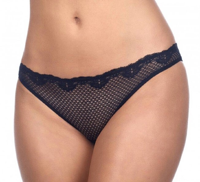 DUET LACE LOW RISE THONG IN BLACK, Black / Black, hi-res image number null