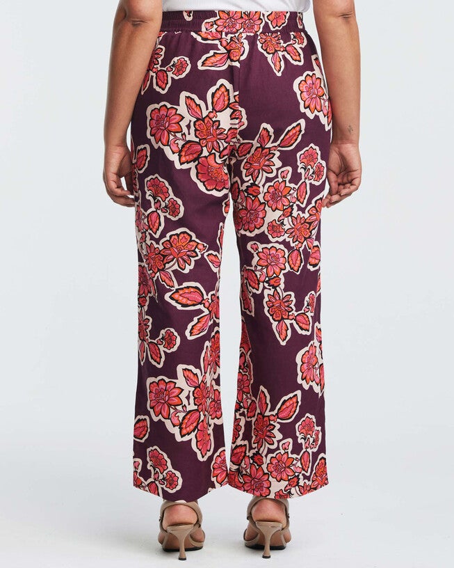 Jasmin Linen Blend Floral Tie Pant, , alternate image number null