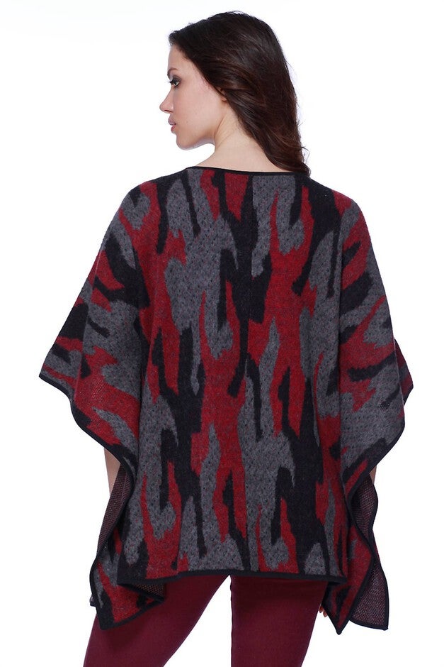 RYDER LACE UP PONCHO IN WINE, , alternate image number null