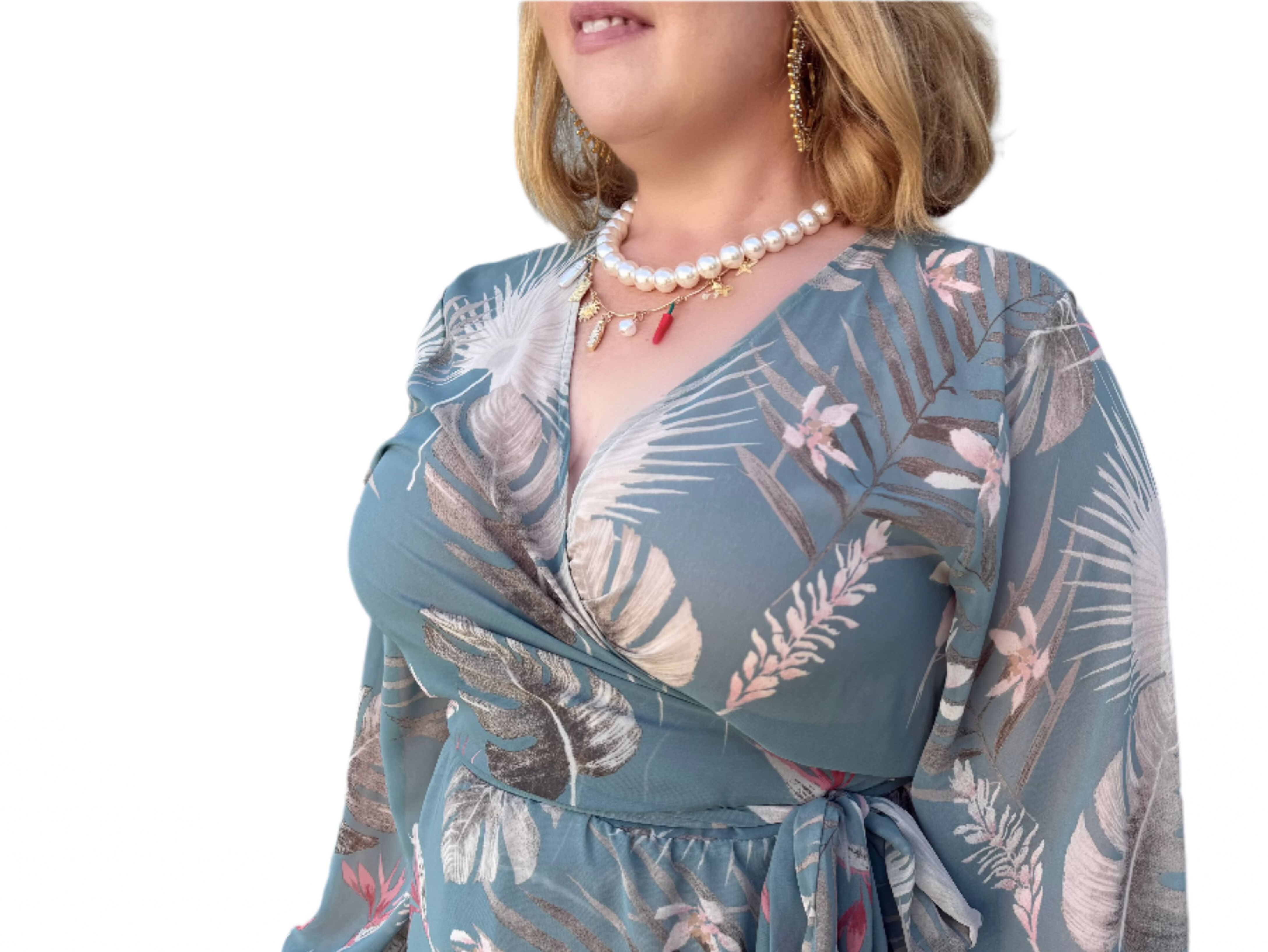 Midi Wrap Dress, Bora Bora / Light Blue, alternate image number 2