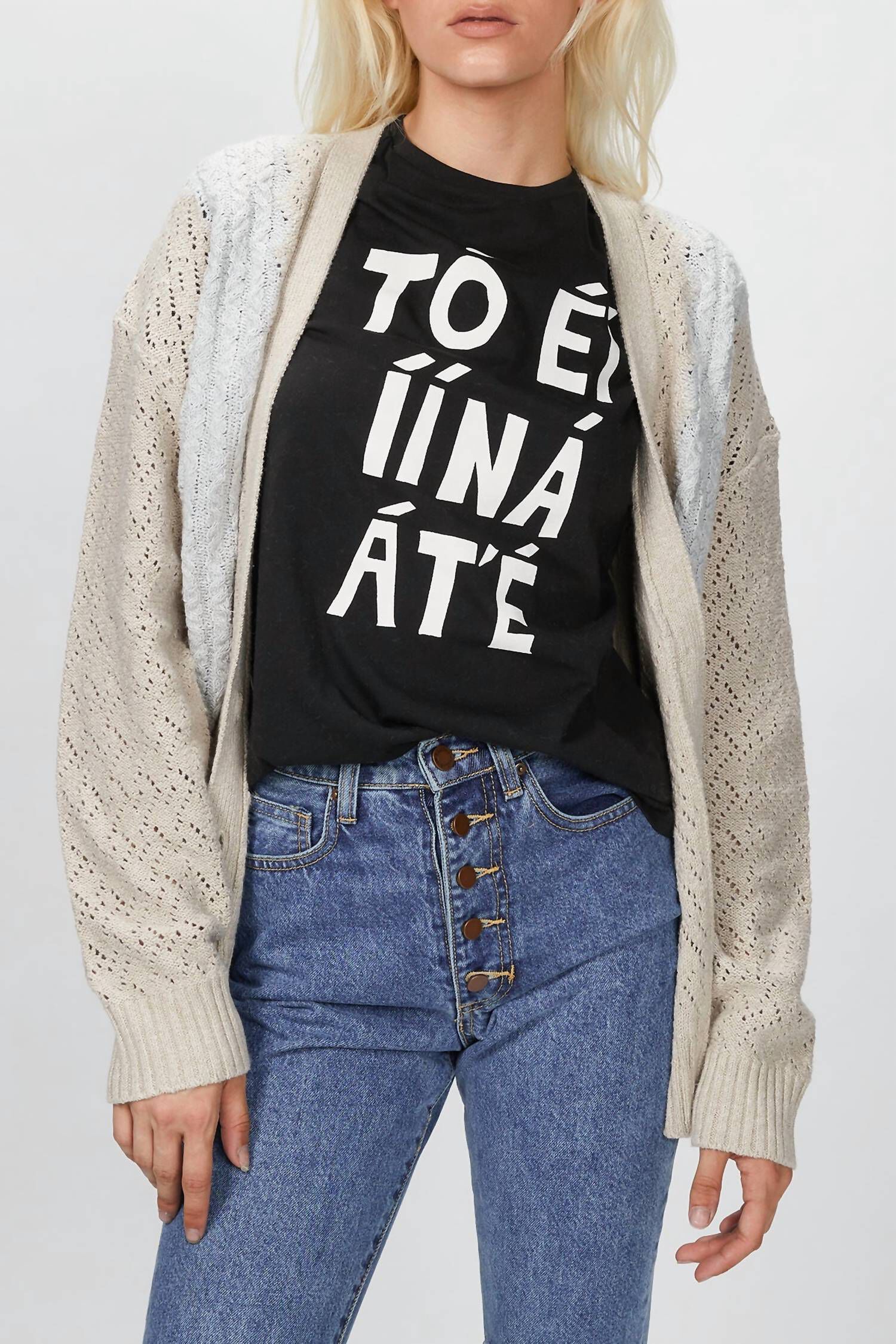 KURT CARDIGAN IN NATURAL/LIGHT GREY, NaturalLight Grey / Black, hi-res image number 0