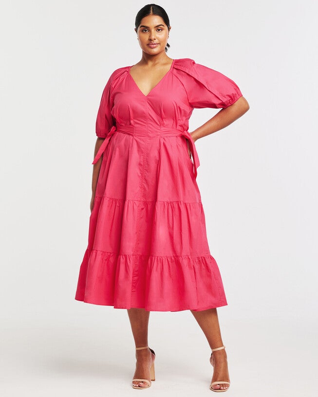 Marissa Pink Bow Midi Dress, , alternate image number null