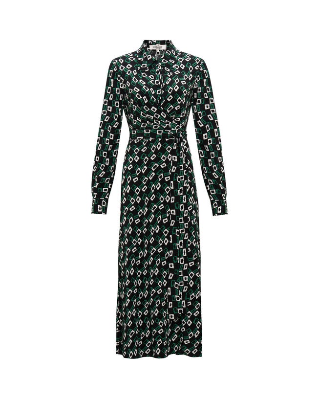 DVF TORI DRESS, Tiny Chain Spots Black / Black, hi-res image number 0