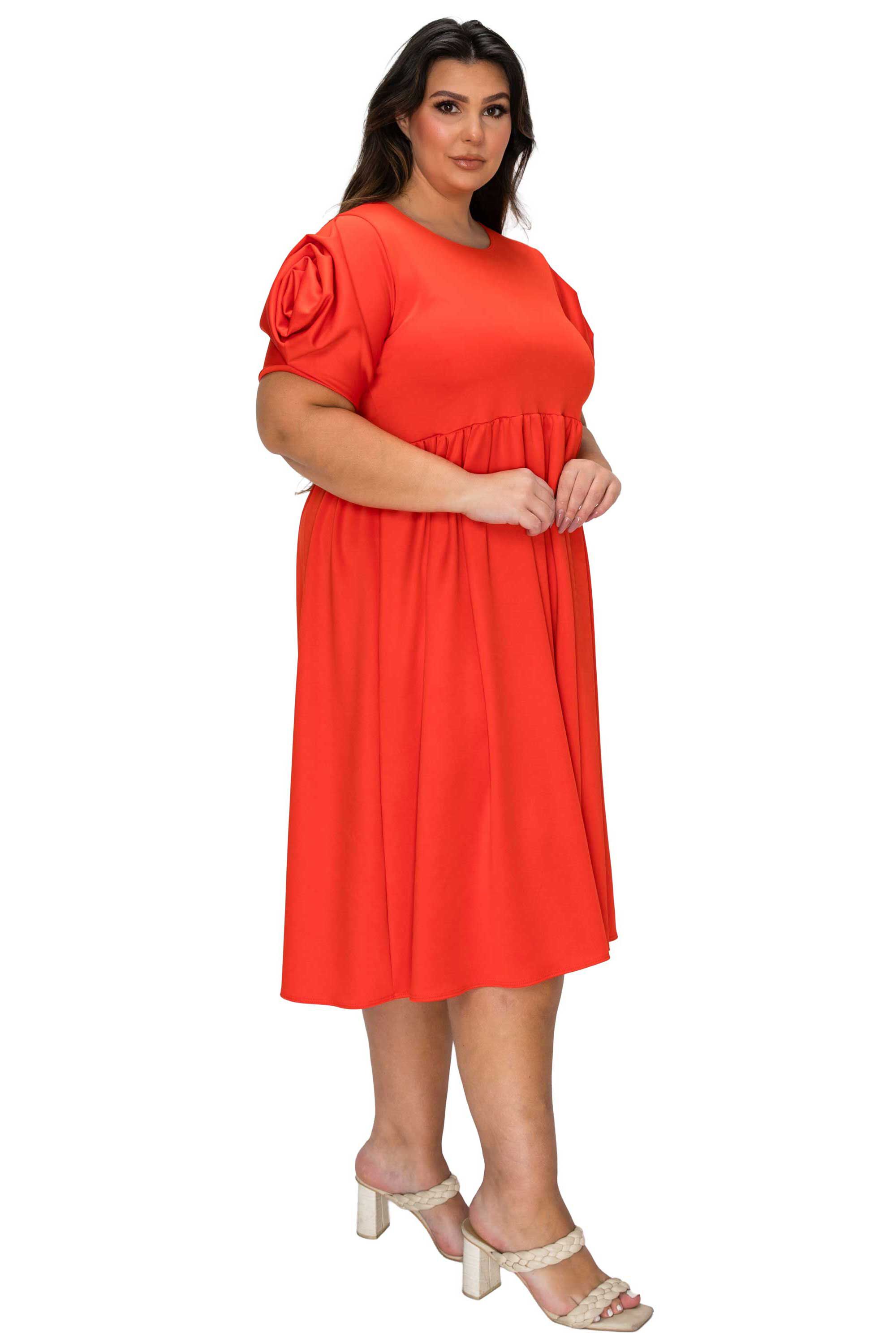 Rosie Florette Sleeve Midi Dress, Tomato / Red, alternate image number 1