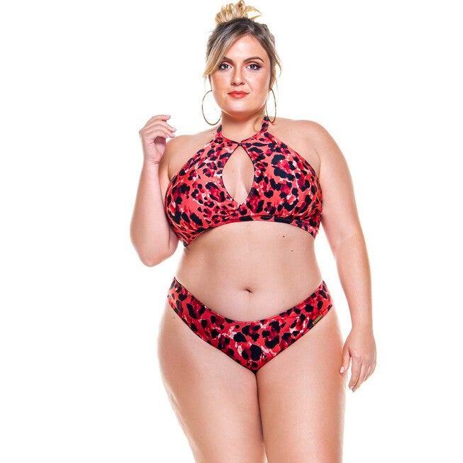 High-Cut Savana Print Bikini Bottom, Savanna / Red, hi-res image number null
