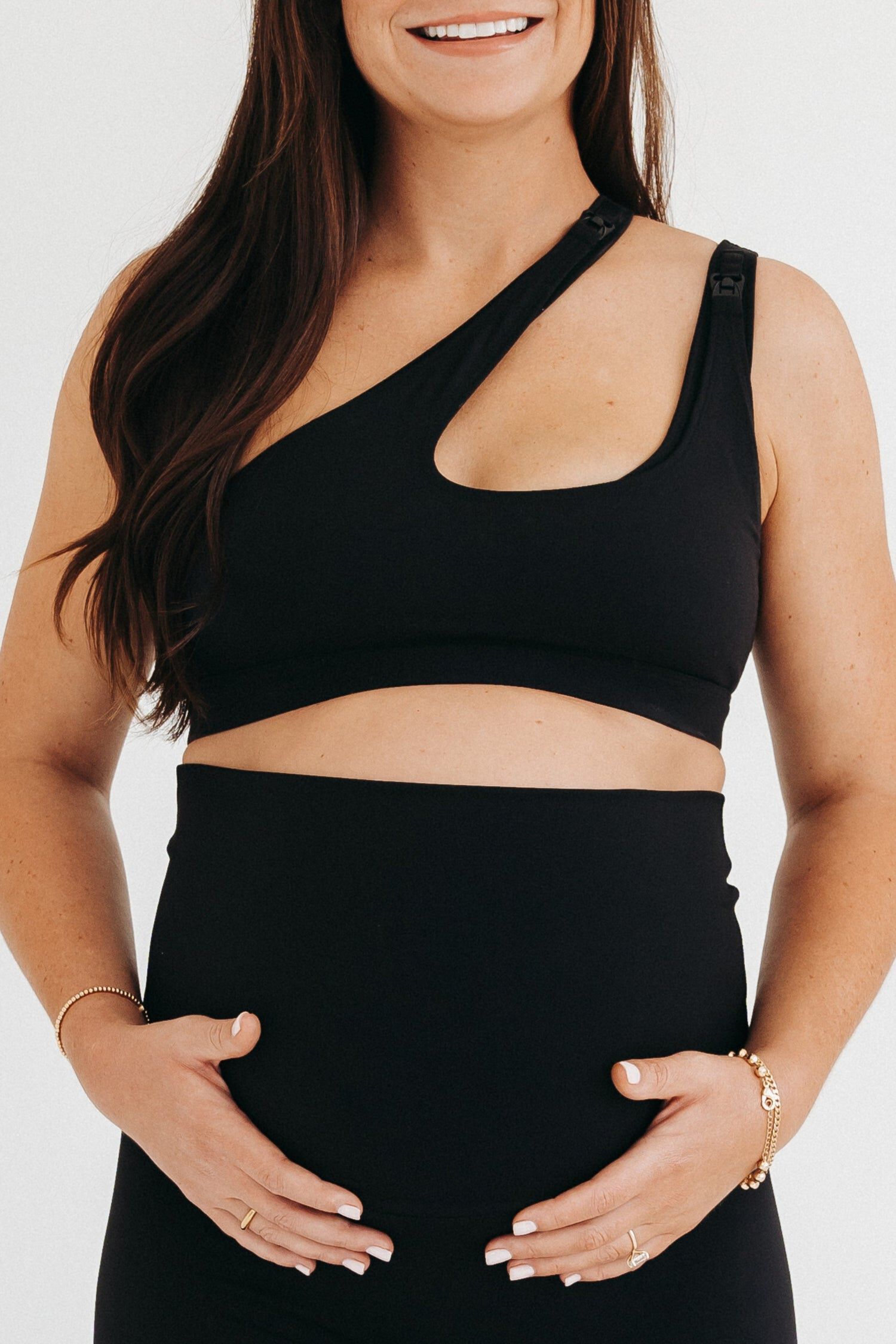 Women's Cross Body Nursing Bra With Easy-Release Breastfeeding Clips and One-Shoulder Design, Black / Black, hi-res image number 0