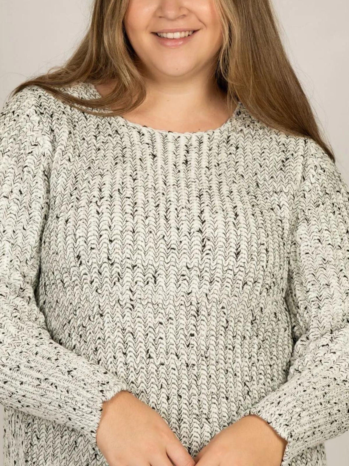 Elodie Mix Ribbed Knit Mix Sweater, Ivory / Ivory, alternate image number 1