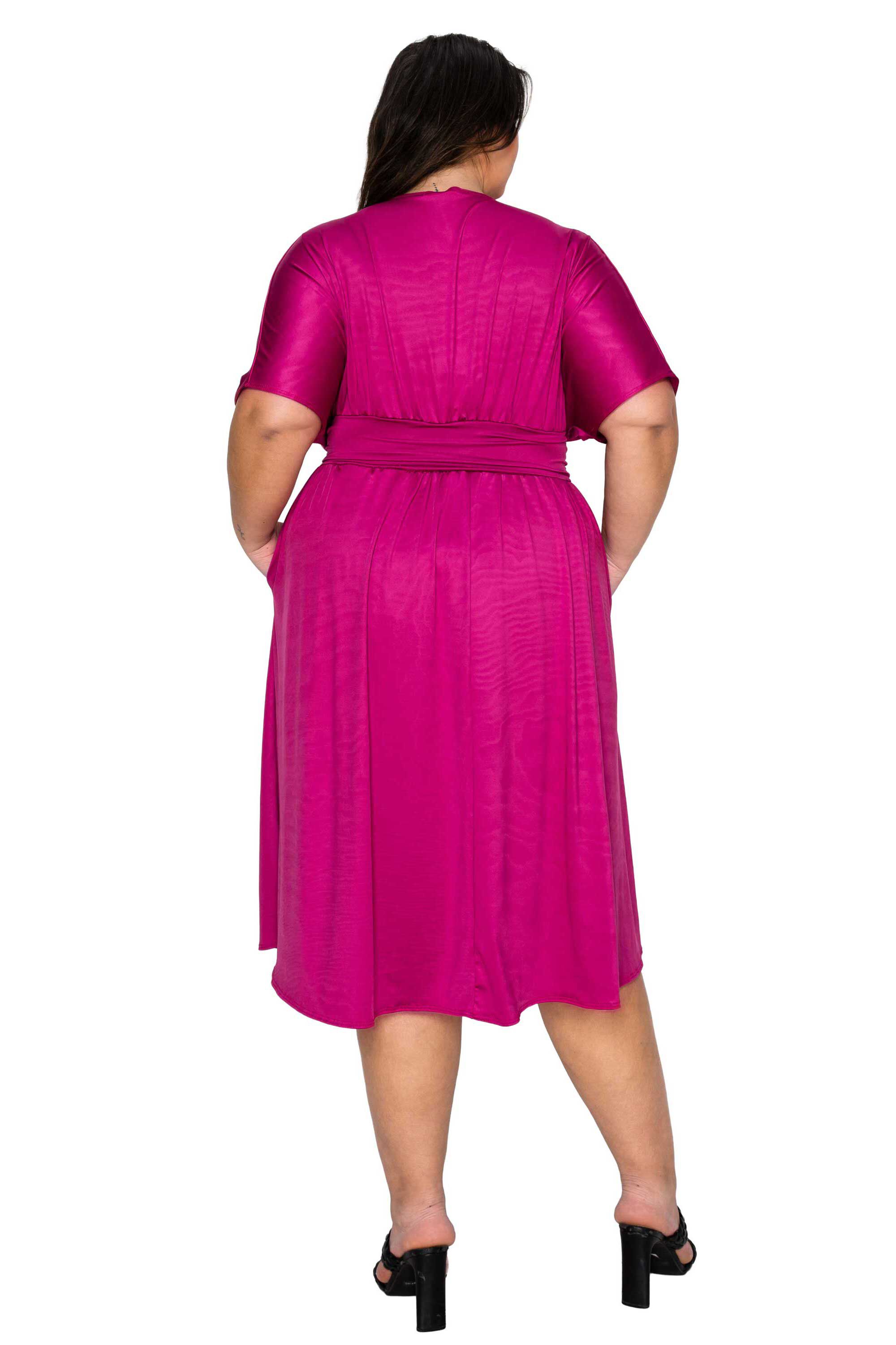 Cyra Empire Midi Dress, Magenta / Magenta, alternate image number 2
