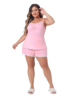 PAJAMA CAMI SHORTS NIGHTWEAR LACE LINGERIE SLEEPWEAR