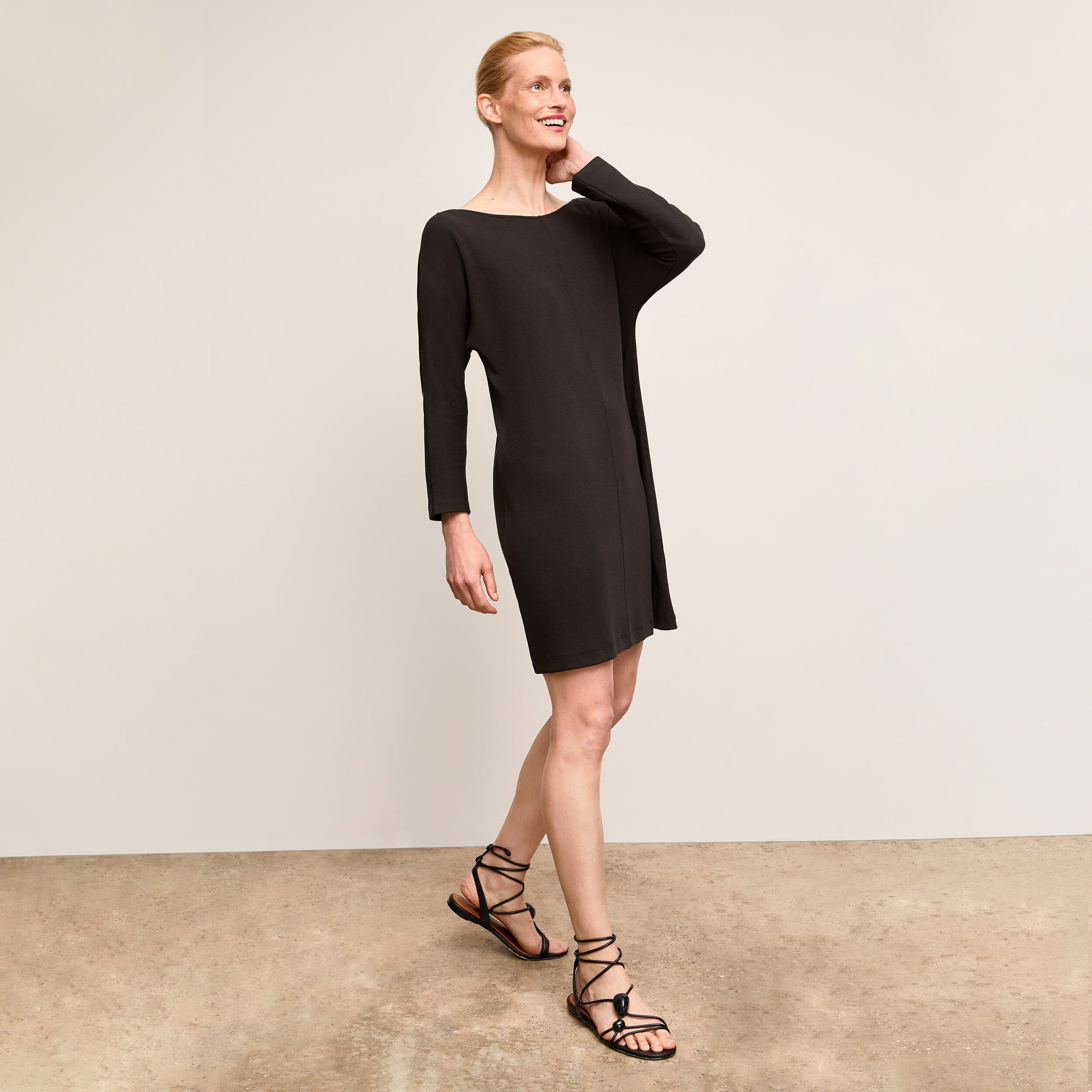 Ivana Toss-On Dress - Plush Pima, Black / Black, hi-res image number 0